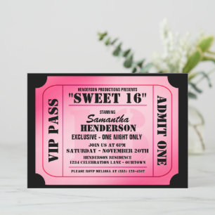 Cartes d'invitation de fête de style billet VIP po