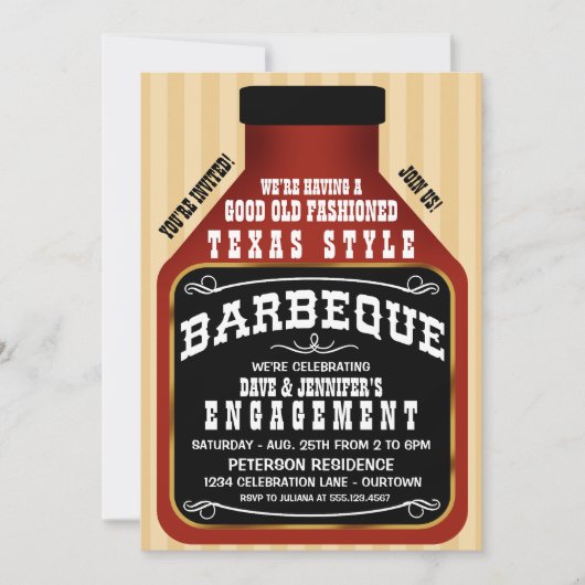 Cartes d'invitation de fête de style Texas BBQ (Devant)