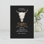 Cartes d'invitation de fête de taureau vache bohèm (Debout devant)