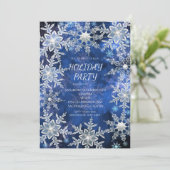 Cartes d'invitation de fête de vacances bleues de  (Debout devant)