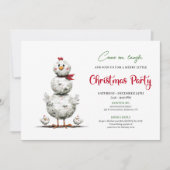 Cartes d'invitation de fête de vacances de poulets (Devant)