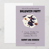 Cartes d'invitation de fête d'Halloween de sorcièr (Devant / Derrière)