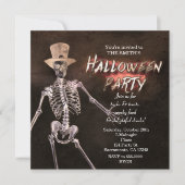 Cartes d'invitation de fête d'Halloween de squelet (Devant)