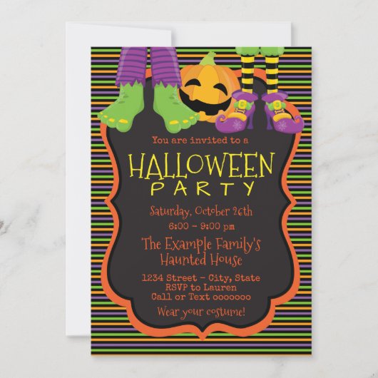 Cartes d'invitation de fête d'Halloween mignonnes (Devant)
