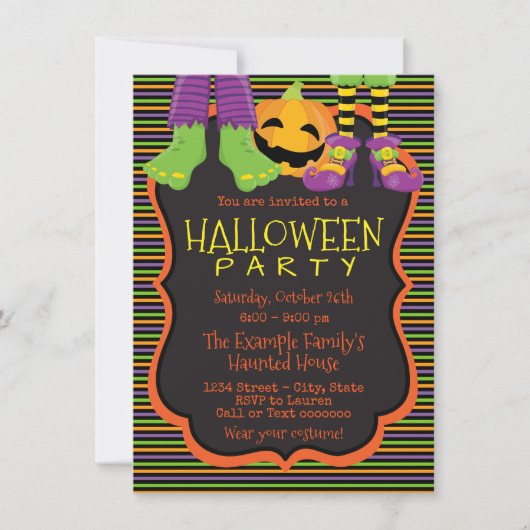 Cartes d'invitation de fête d'Halloween mignonnes (Devant)