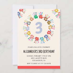 Cartes d'invitation de fête en couleur pour enfant
