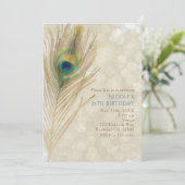 Cartes d'invitation de fête glamour à plumes de pa (Debout devant)