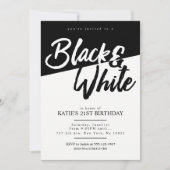 Cartes d'invitation de fête noir et blanc de style (Devant)