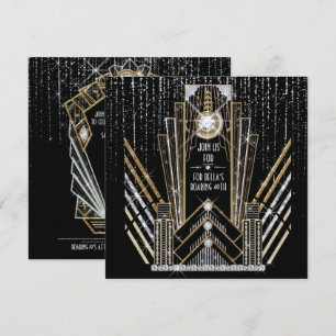 Cartes d'invitation de fête Roaring Gatsby Art Déc