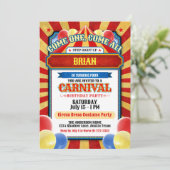Cartes d'invitation de fête sur le thème du cirque (Debout devant)