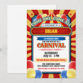 Cartes d'invitation de fête sur le thème du cirque (Devant / Derrière)
