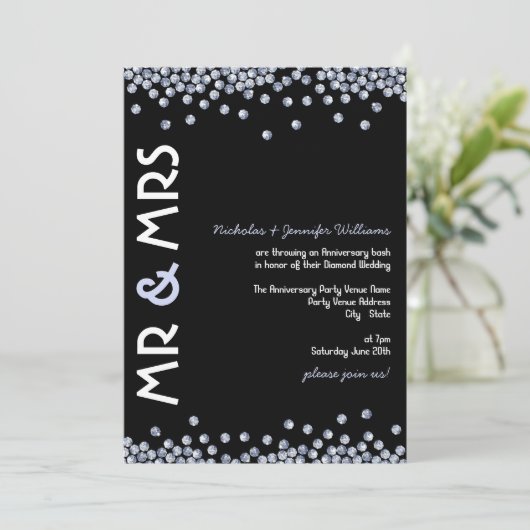 Cartes d'invitation de fiançailles diamant paillet (Debout devant)