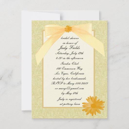 Cartes d'invitation de fiançailles Fleur Jaune (Devant)