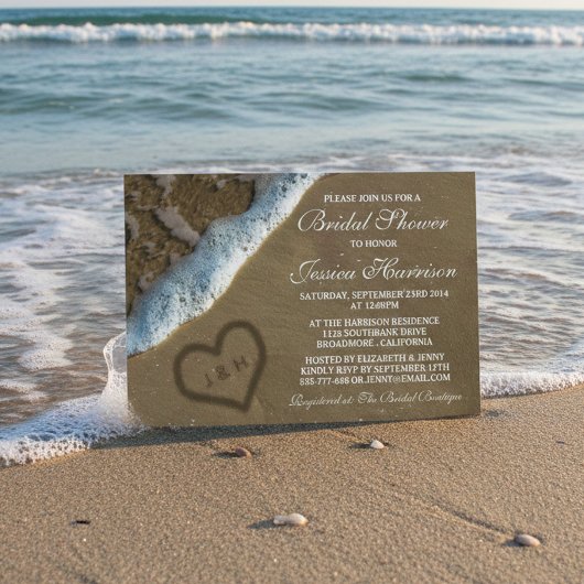 Cartes d'invitation de fiançailles plage Coeur Dan
