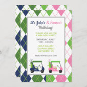 Cartes d'invitation de golf à motif argyles partag (Devant / Derrière)