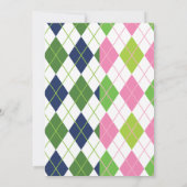 Cartes d'invitation de golf Navy & Pink Split Argy (Dos)