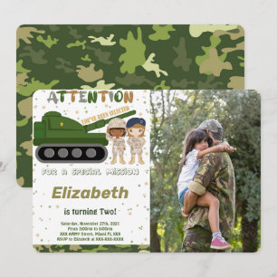 Cartes d'invitation de l'armée modifiables avec ph