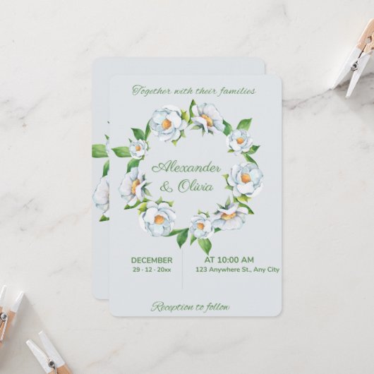 Cartes d'invitation de mariage (Devant/Arrière en situation)