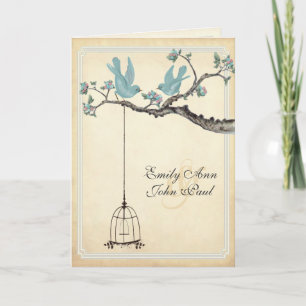 Cartes d'invitation de mariage à cage d'oiseaux am