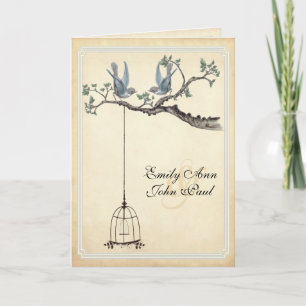 Cartes d'invitation de mariage à cage d'oiseaux am