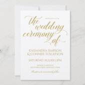 Cartes d'invitation de mariage à calligraphie doré (Devant)