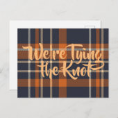 Cartes d'invitation de mariage à carreaux bleu fon (Devant / Derrière)