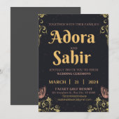 Cartes d'invitation de mariage à date à modifier  (Devant / Derrière)