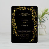 Cartes d'invitation de mariage à feuille d'or Glam (Debout devant)
