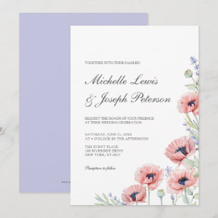 Cartes d'invitation de mariage à fleurs à l'aquare
