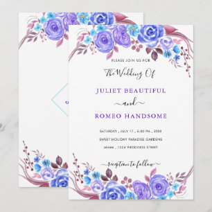 Cartes d'invitation de mariage à fleurs aquarelle