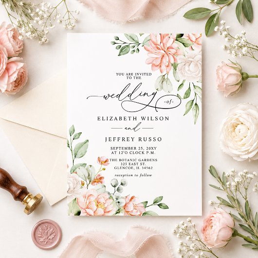 Cartes d'invitation de mariage à fleurs blanches b