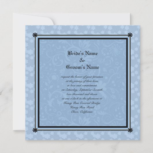 Cartes d'invitation de mariage à fleurs bleues par (Devant)