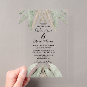Cartes d'invitation de mariage à la feuille d'euca