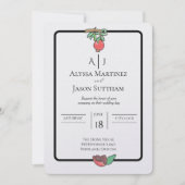 Cartes d'invitation de mariage à la grenade peinte (Devant)