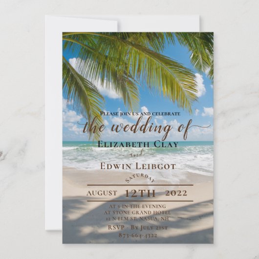 Cartes d'invitation de mariage à la plage (Devant)