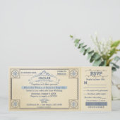 Cartes d'invitation de mariage à la plage avec bil (Debout devant)