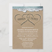 Cartes d'invitation de mariage à la plage avec coe (Devant)