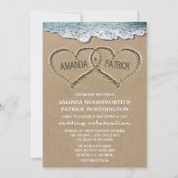 Cartes d'invitation de mariage à la plage avec coe