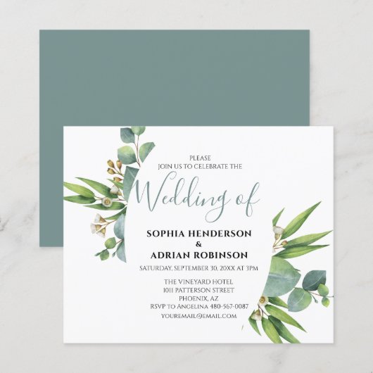 Cartes d'invitation de mariage à la végétation bot (Devant / Derrière)