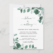 Cartes d'invitation de mariage à la verdure d'euca (Devant)