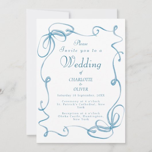 Cartes d'invitation de mariage à l'aquarelle avec (Devant)