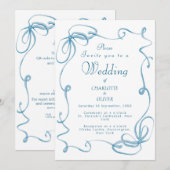 Cartes d'invitation de mariage à l'aquarelle avec (Devant / Derrière)