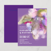 Cartes d'invitation de mariage à l'aquarelle Techn (Devant / Derrière)