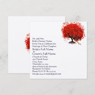 Cartes d'invitation de mariage à l'arbre à feuille