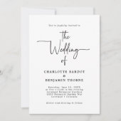 Cartes d'invitation de mariage à l'écriture minima (Devant)