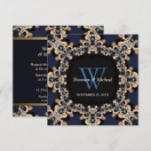 Cartes d'invitation de mariage à monogramme en pie (Devant / Derrière)