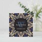 Cartes d'invitation de mariage à monogramme en pie (Debout devant)