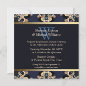 Cartes d'invitation de mariage à monogramme en pie (Dos)
