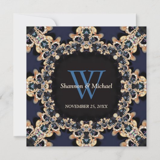 Cartes d'invitation de mariage à monogramme en pie (Devant)