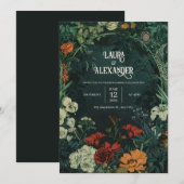 Cartes d'invitation de mariage à motif floral somb (Devant / Derrière)